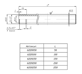 Резьба из трубы d=20x14 _ резьба 1/2" _ длина  50 мм под вклейку